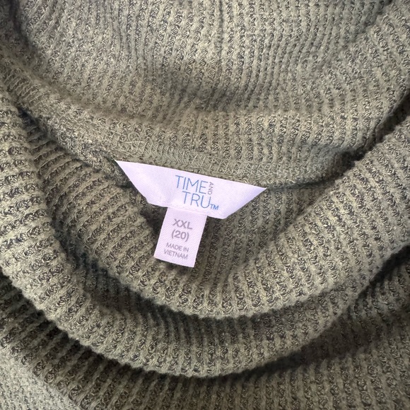 Time and Tru Olive Cowl Neck Sweater - Picture 2 of 2